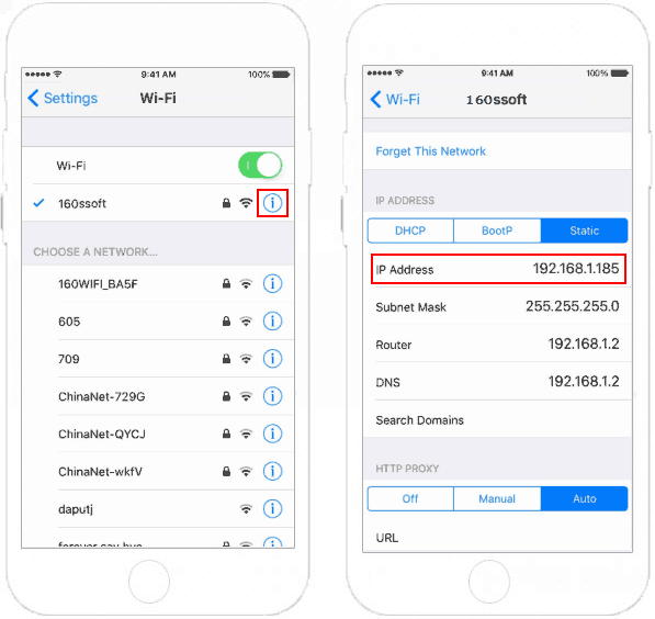 Find IP address in iPhone/iPad