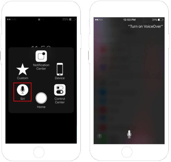 Turn on VoiceOver with Siri
