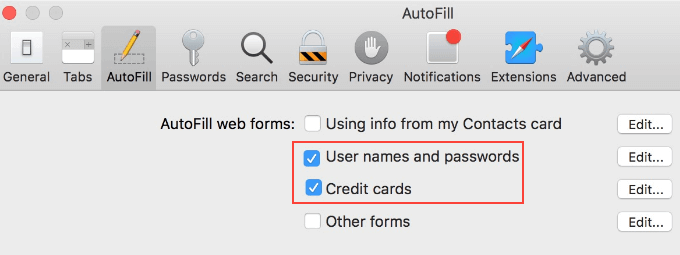 Select User names and passwords