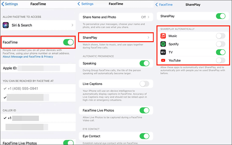 enable facetime and shareplay