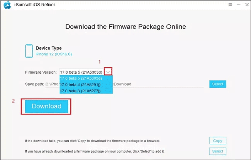 select a version to download