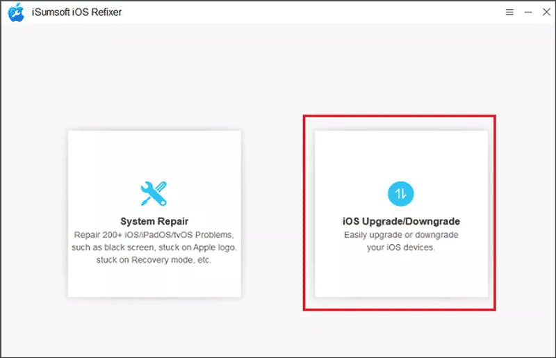 select upgrade or downgrade ios