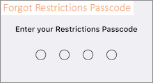 Forgot Restrictions Passcode