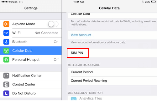 Enable or disable SIM PIN in iPad