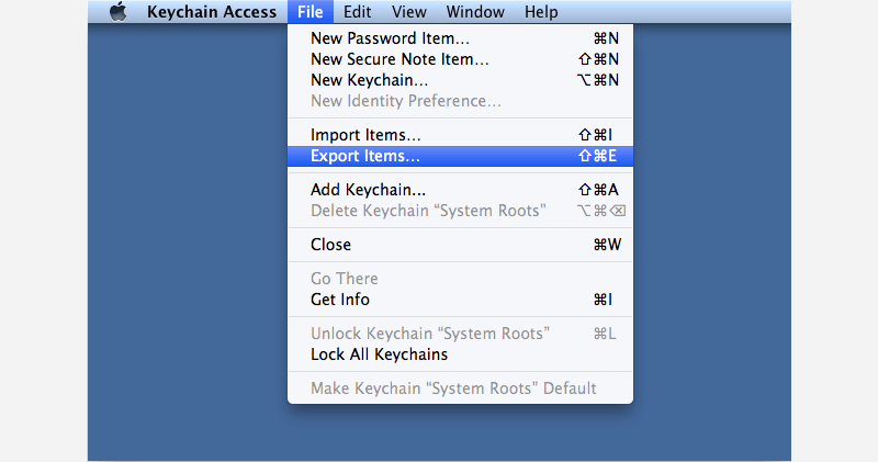 Export Keychain from Mac