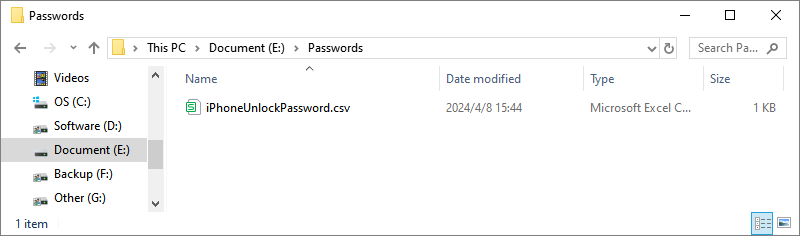 iPhone Password CSV File