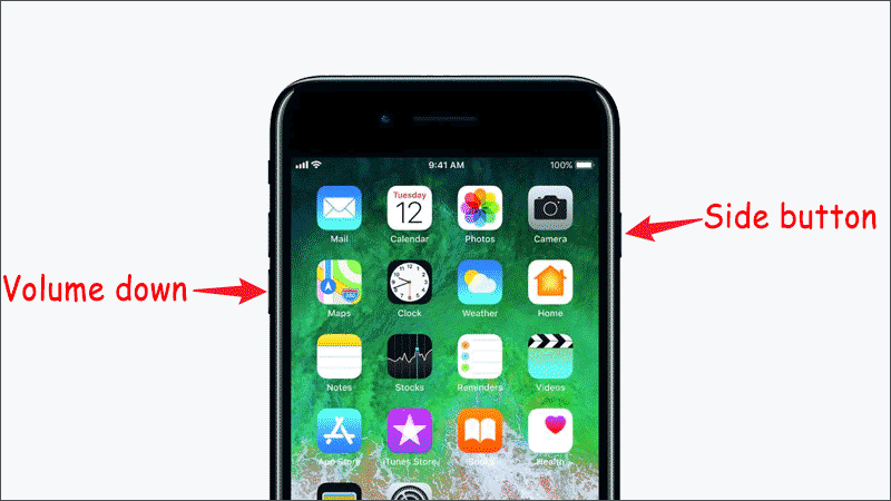 iphone 7 or iphone 7 plus restart buttons