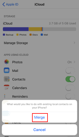 Import contact from iCloud to iPhone