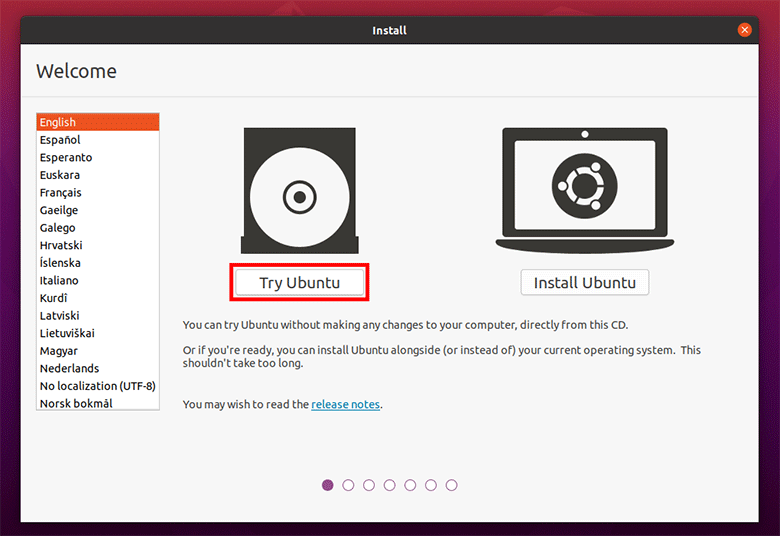 click Try Ubuntu