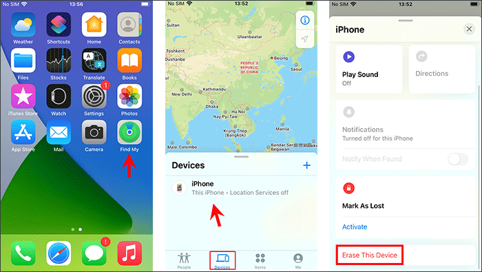 Erase iPhone with Find My iPhone