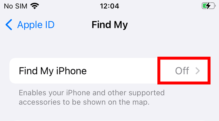 turn off Find My iPhone
