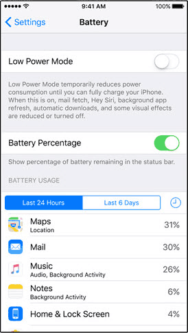 View battery usage