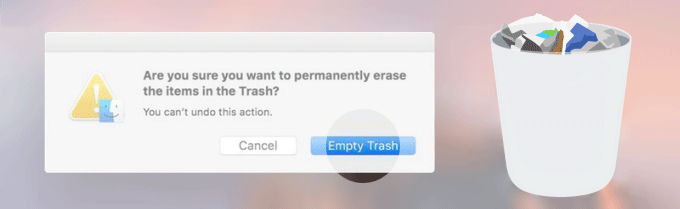 Delete items in trash can