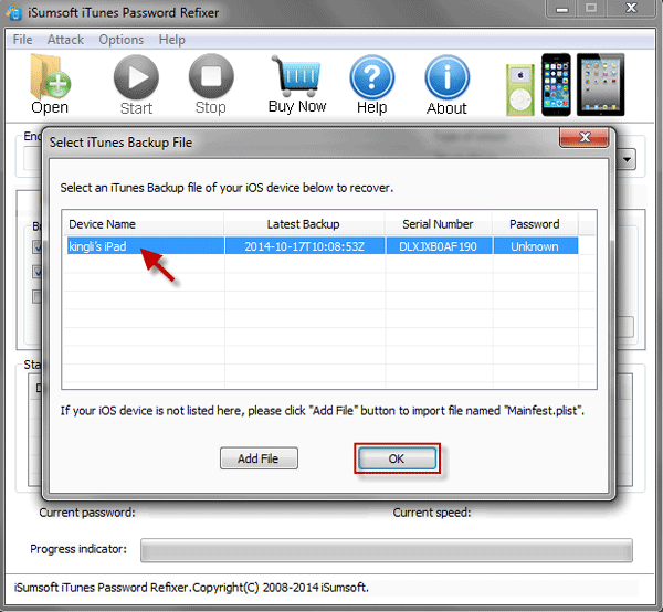 Add iTunes backup file into this program