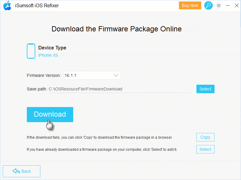 click Download to download matched firmware package