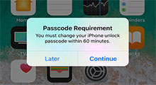 iphone passcode requirement popup