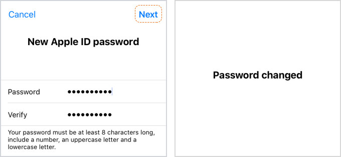 Enter a new Apple ID password