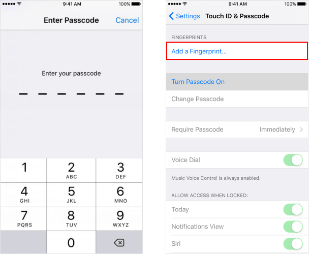 Set up Touch ID
