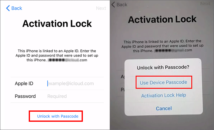 unlock activation lock with device passcode