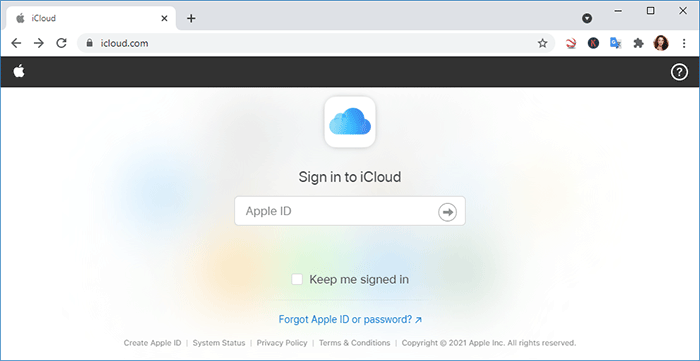 sign in to iCloud.com