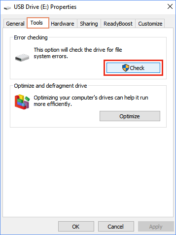 Check drive for file's error