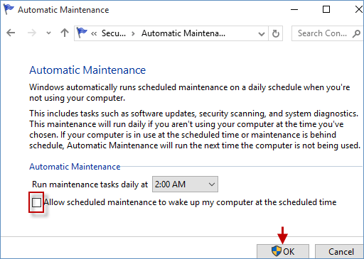 uncheck scheduled maintenance