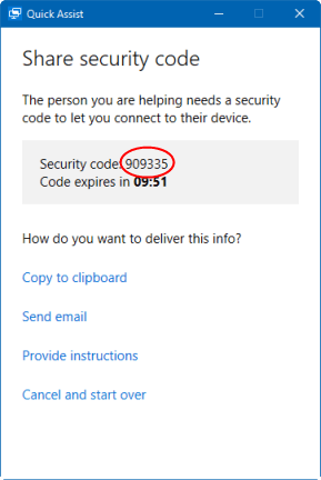 Share security code
