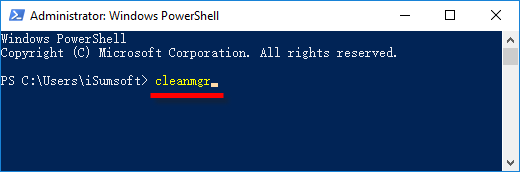 type cleanmgr in Powershell