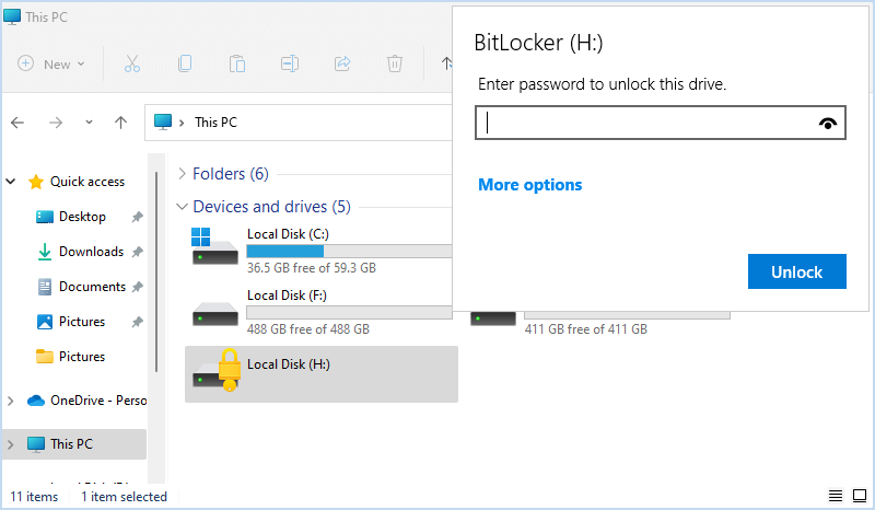 password protect folder on drive with BitLocker