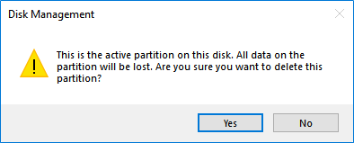 Confirm to delete partition