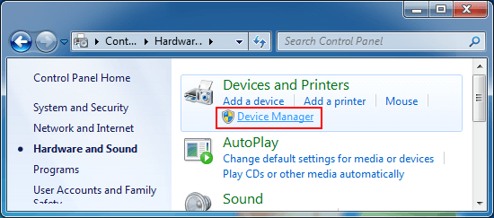 Access to Device Manager