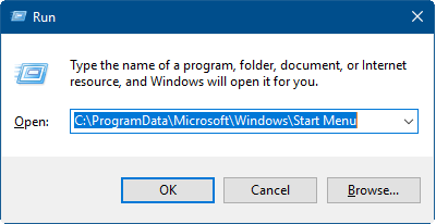 Access to Start menu folder for all users