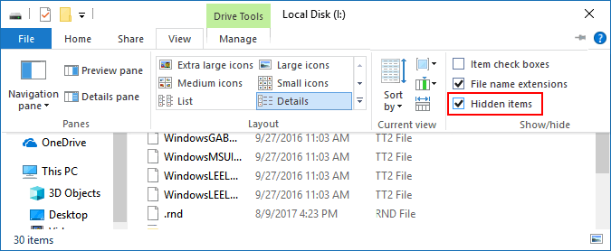 Unhide the Hidden Files and Folders