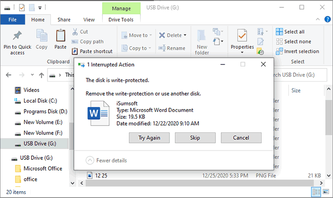 The disk is write protected