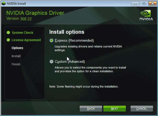 Select Install Options