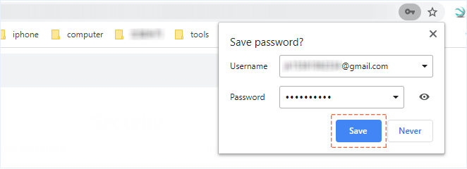 Save Gmail password