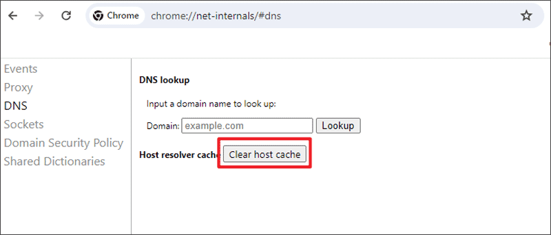 clear host cache on chrome