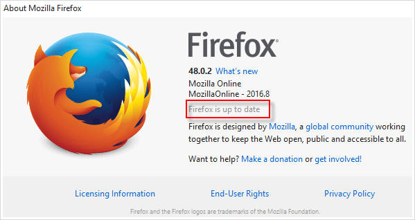 Check for update in Firefox