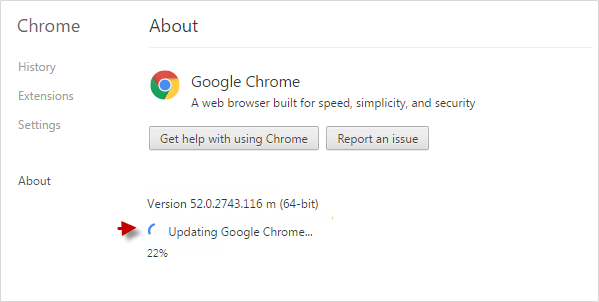 Updating Google Chrome