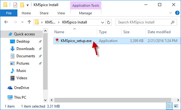 run KMSpico setup file