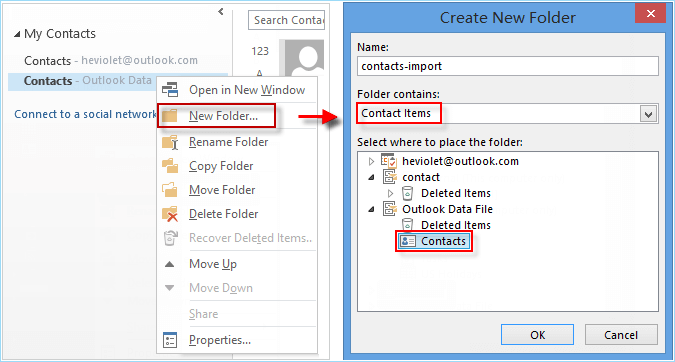 create new folder in contacts