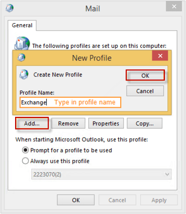 add outlook profile