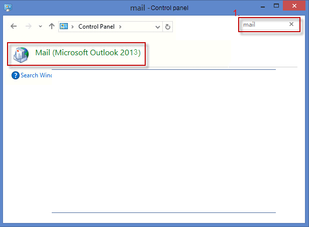 create outlook profile from control panel