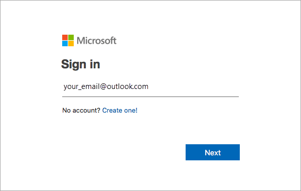 Sign in with MS account