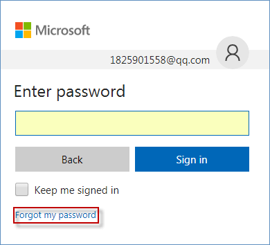 click forgot my password link