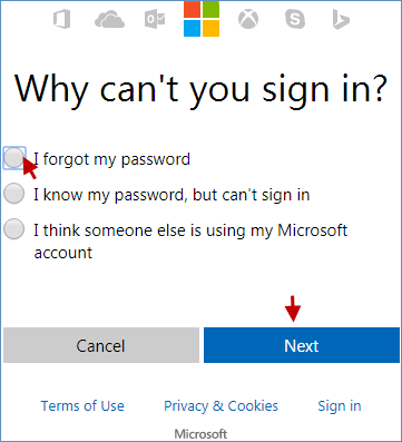 click i forgot my password