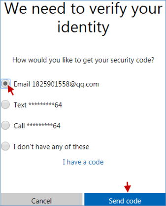 verify identity by sending code