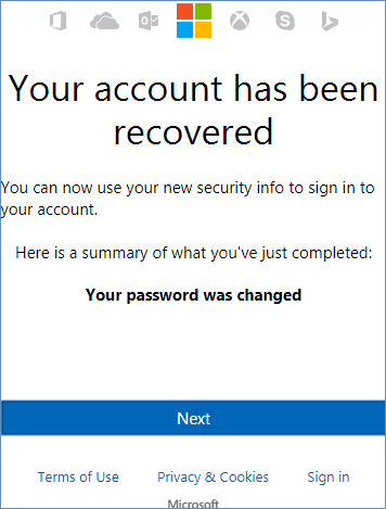 your outlook account has been recovered
