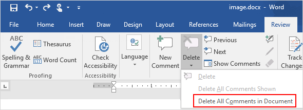 Delete all comments in a document