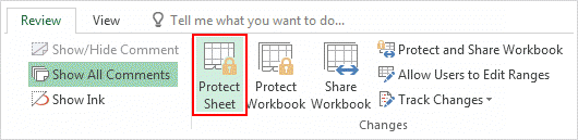 Password protect worksheet